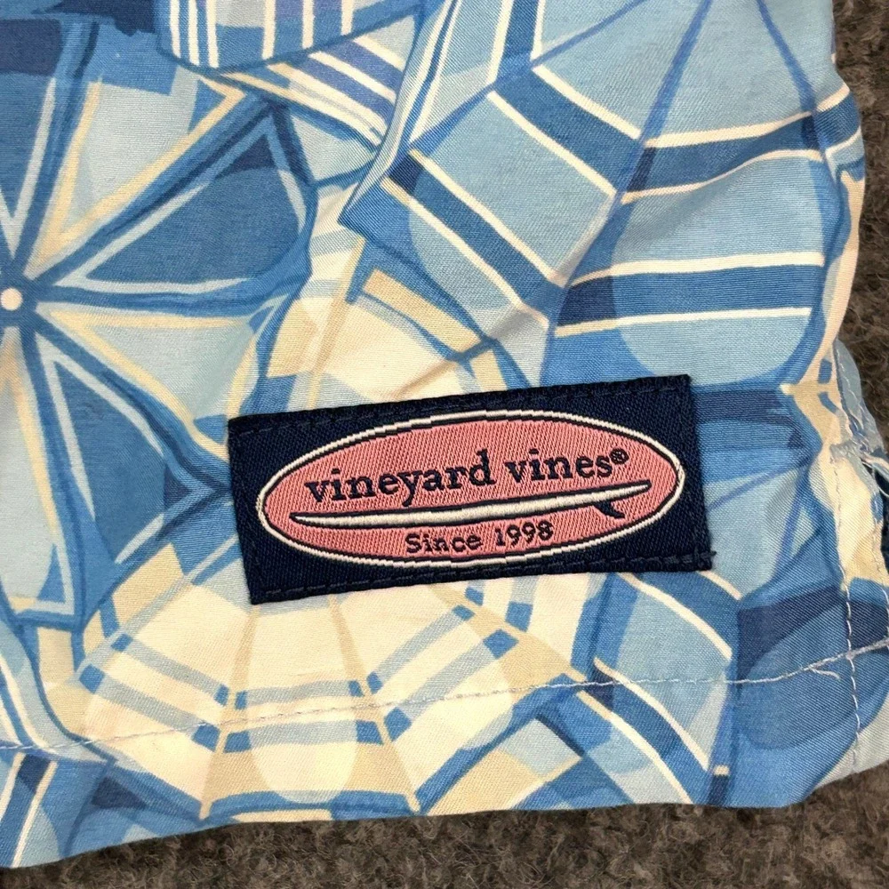 Vineyard Vines Swim Trunks Blue Beach Umbrella Print Mesh Lined Size‎ S